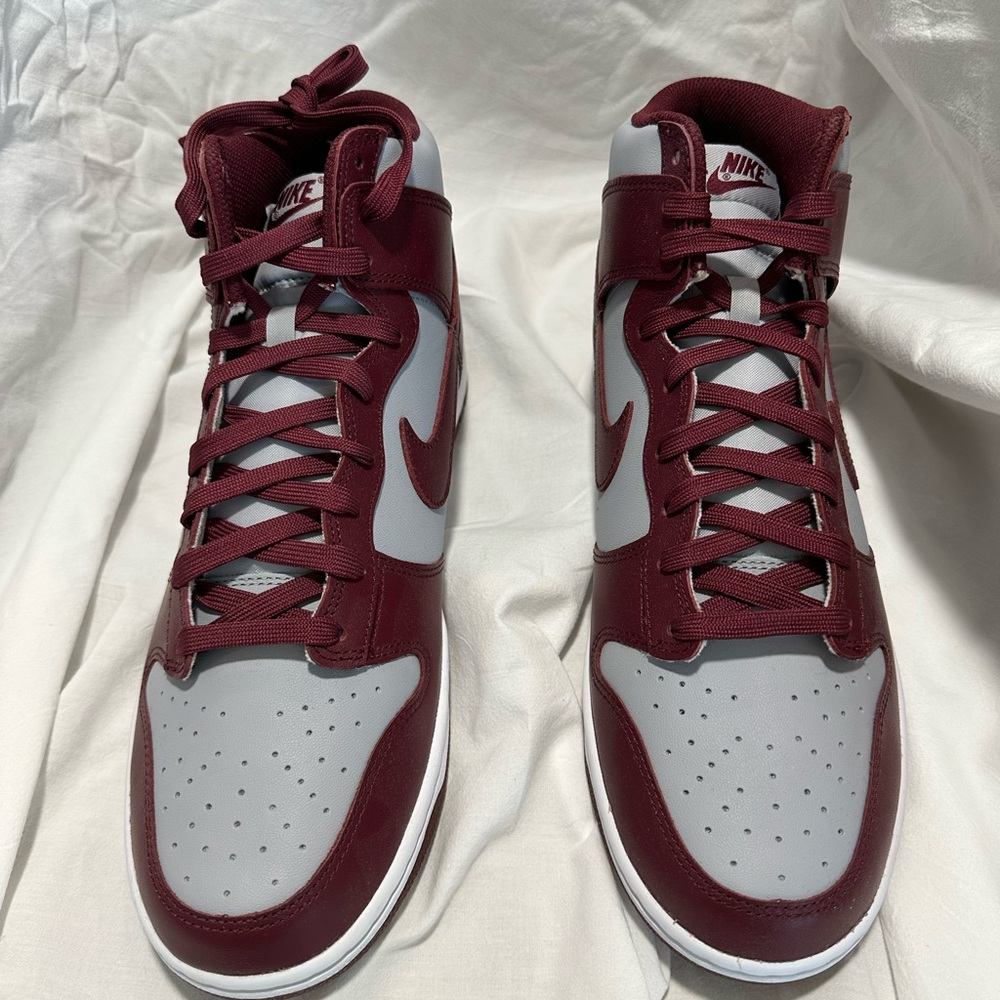 Nike Red and Gray Leather Sneakers Classic Design